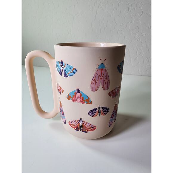 THYME & TABLE Peach Pink BUTTERFLY Oversized Handle Large Coffee Mug - Picture 2 of 8